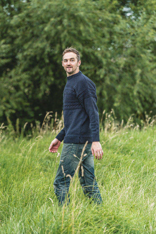 The Wedmore - Guernsey Style Knitted Jumper - Navy