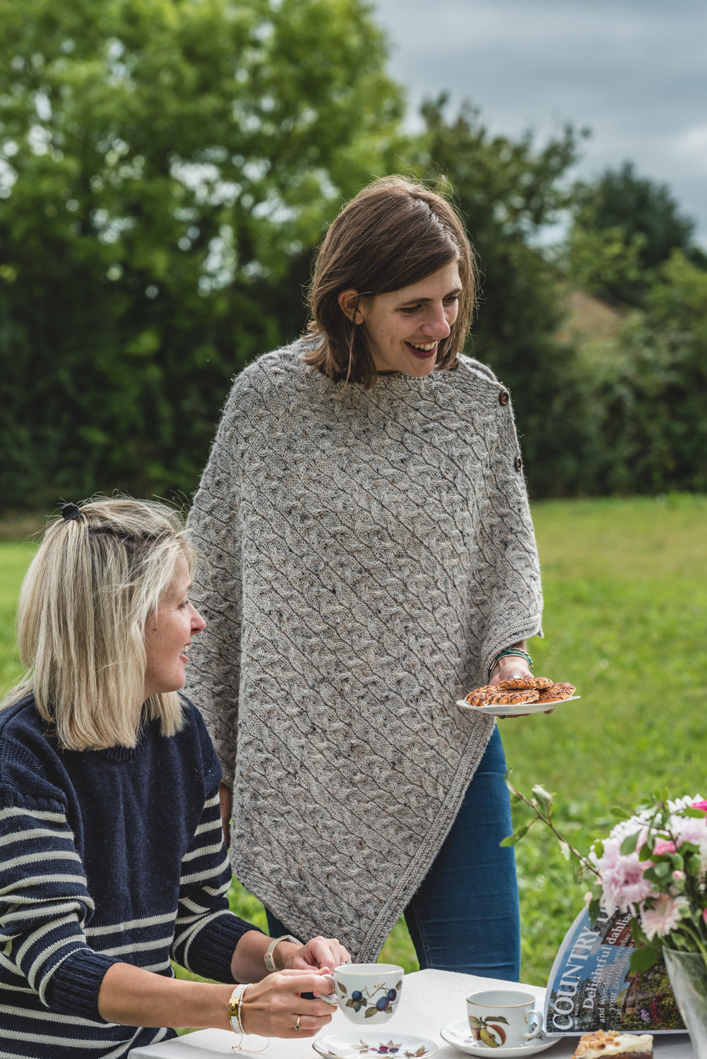 The Thorney - Two Way Knitted Poncho - Natural Mix