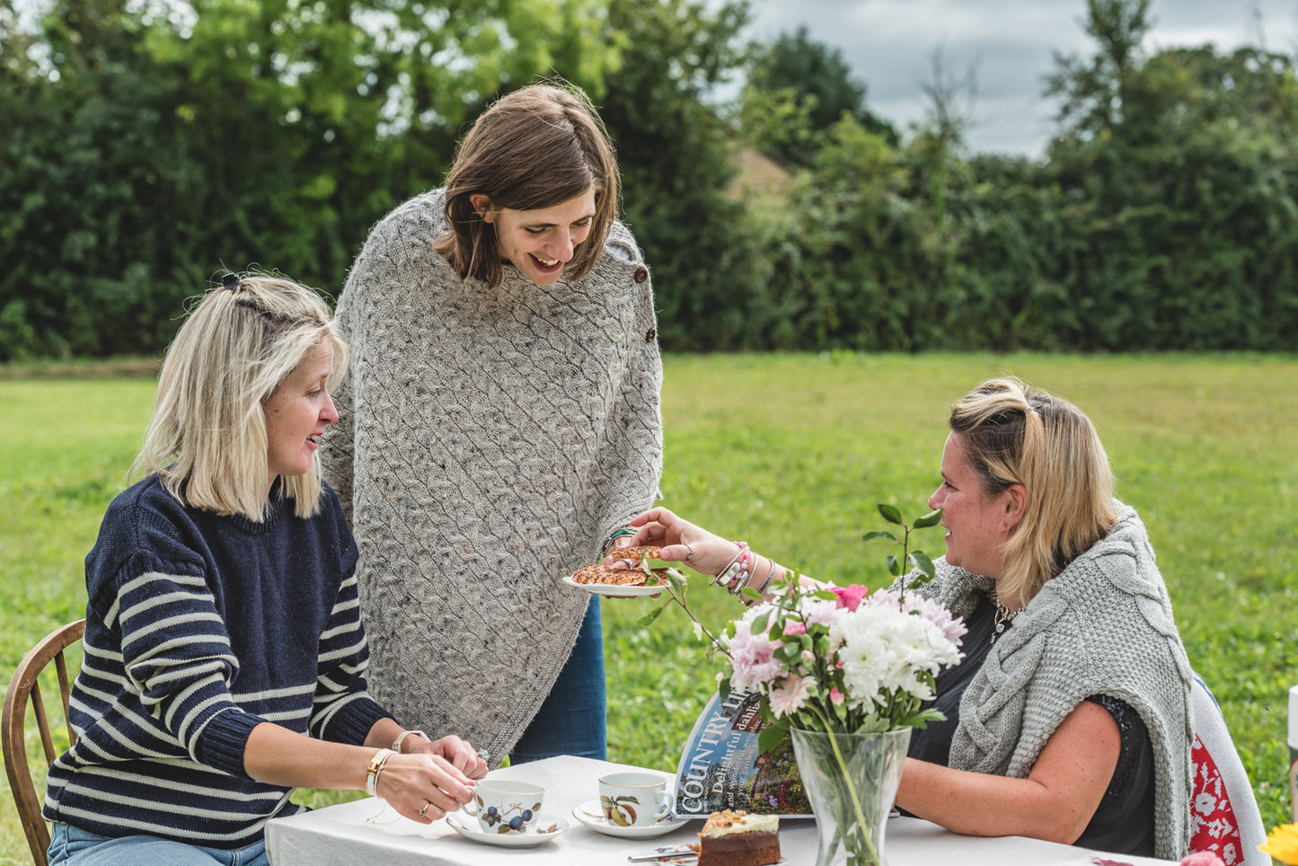 The Thorney - Two Way Knitted Poncho - Natural Mix