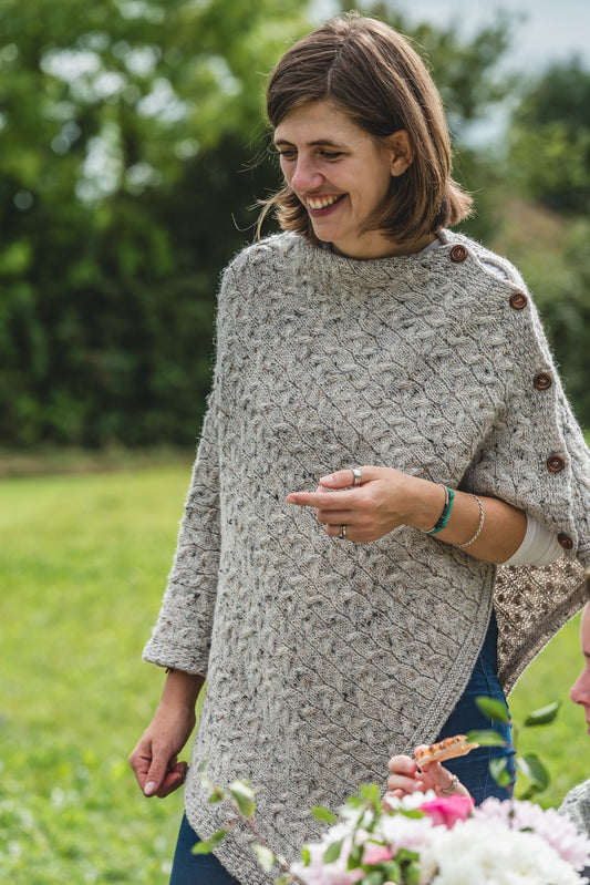 The Thorney - Two Way Knitted Poncho - Natural Mix