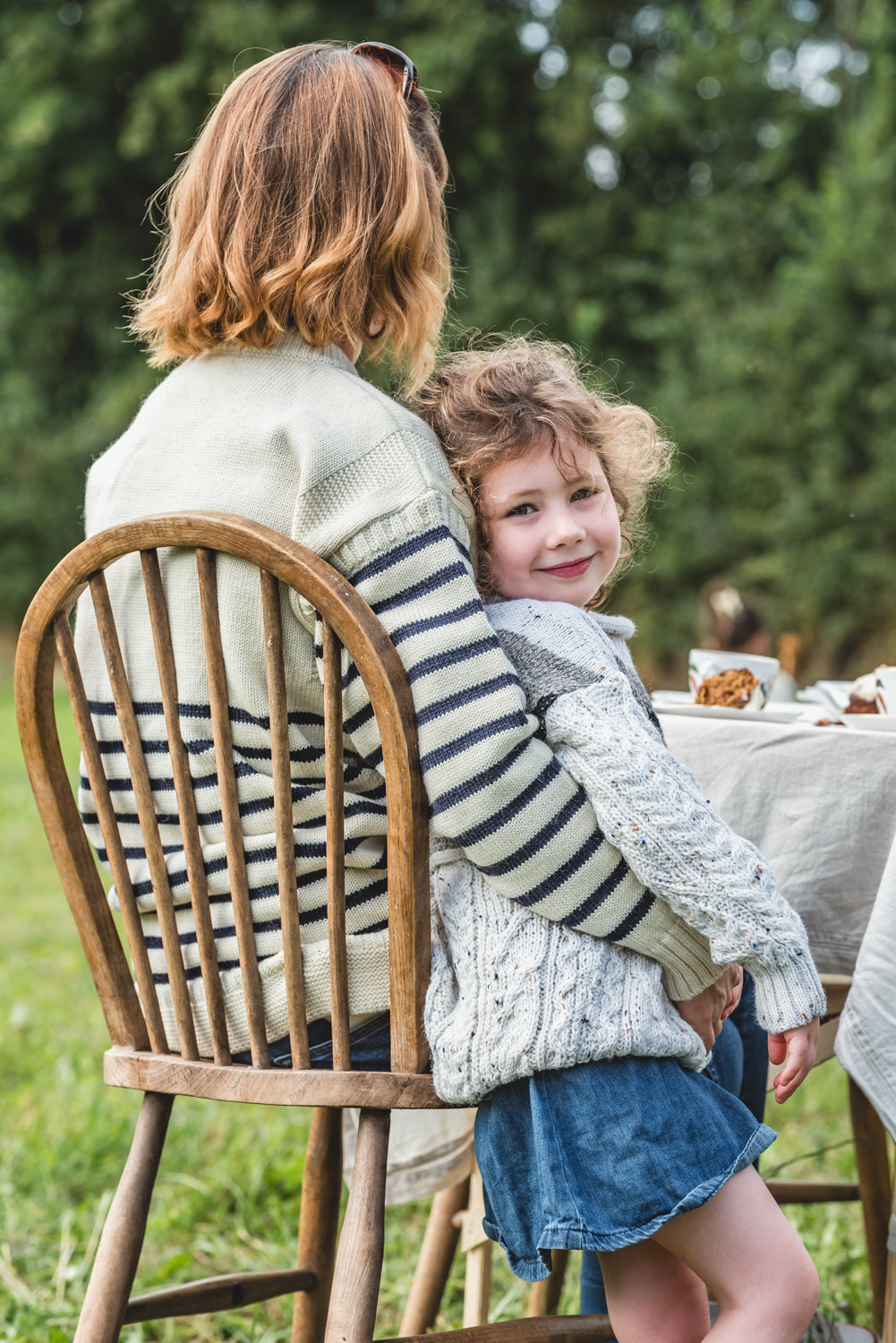 The Greylake - Breton Striped Knitted Jumper - Cream with Navy Stripes