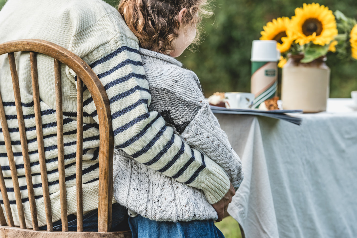 The Greylake - Breton Striped Knitted Jumper - Cream with Navy Stripes