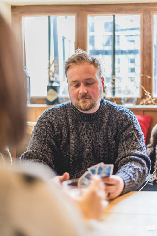 The Pylle - Aran Jumper - Denim Mix