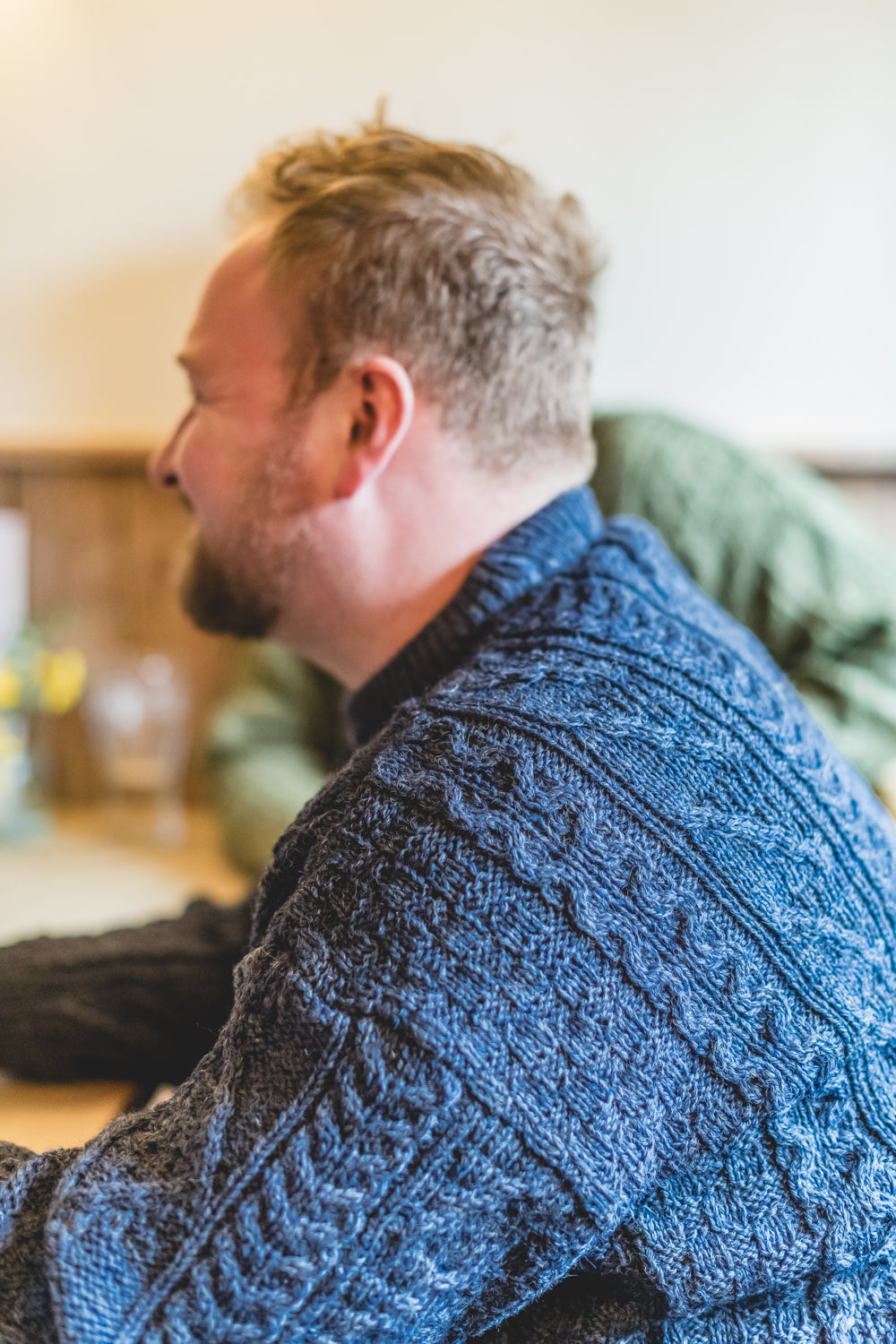The Pylle - Aran Jumper - Denim Mix