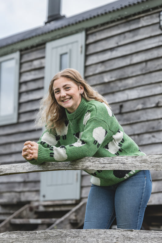 The Woolavington - Black Sheep Jumper - Dopamine Green