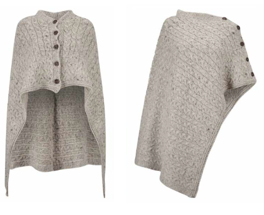 The Thorney - Two Way Knitted Poncho - Natural Mix