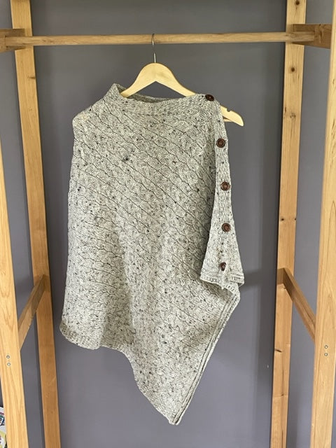 The Thorney - Two Way Knitted Poncho - Natural Mix