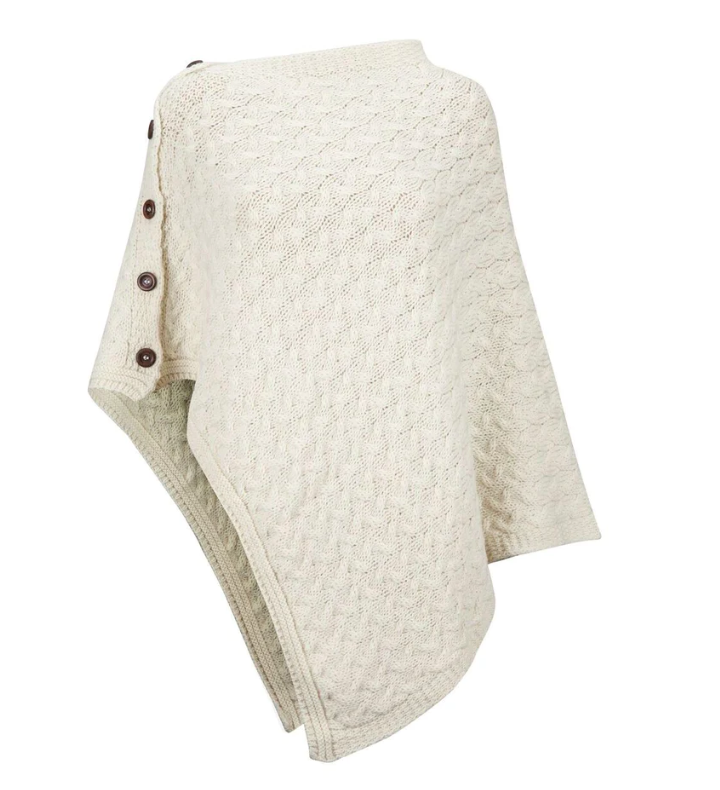 The Thorney - Two Way Knitted Poncho - Cream