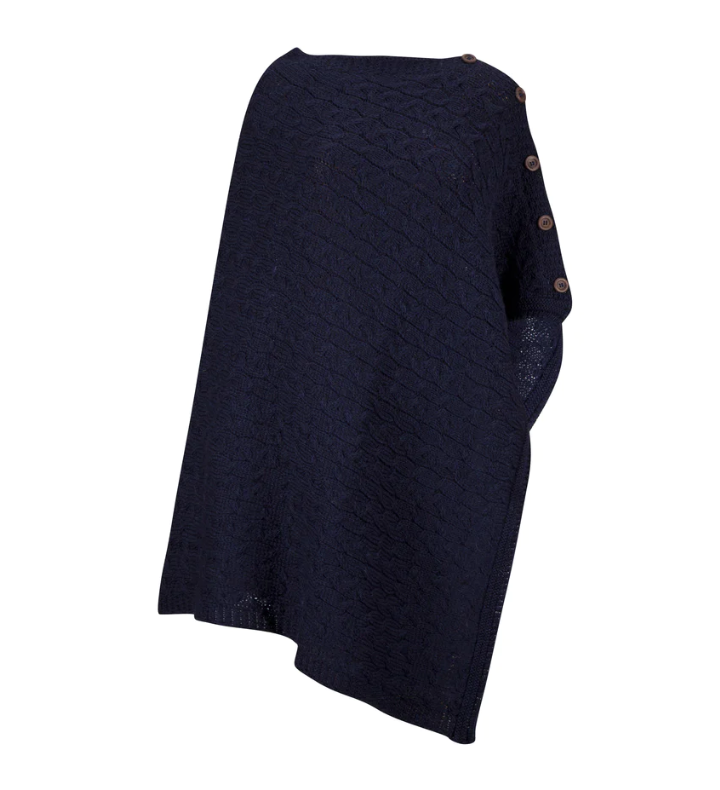 The Thorney - Two Way Knitted Poncho - Navy