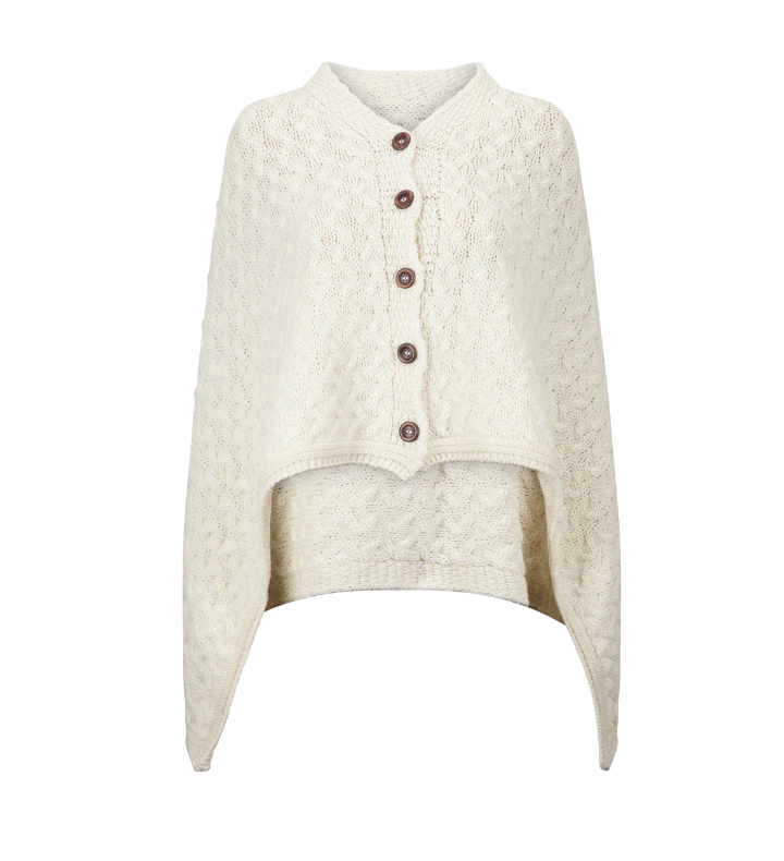 The Thorney - Two Way Knitted Poncho - Cream