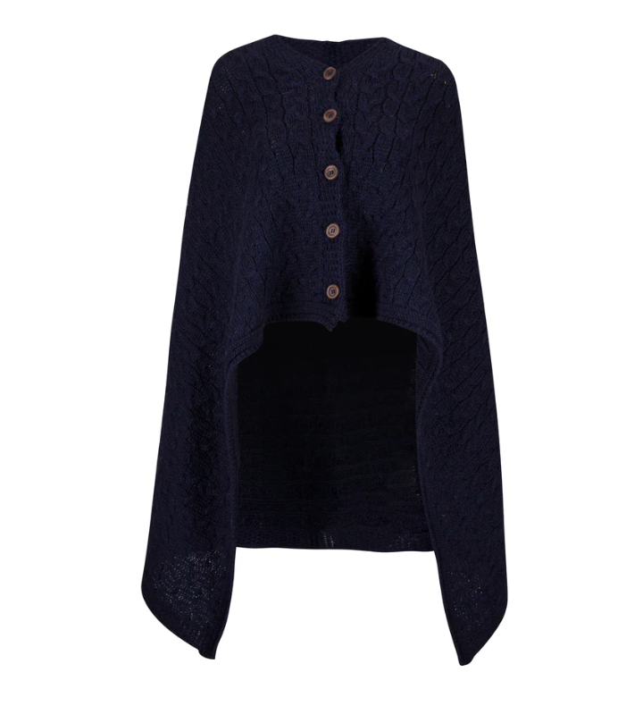 The Thorney - Two Way Knitted Poncho - Navy